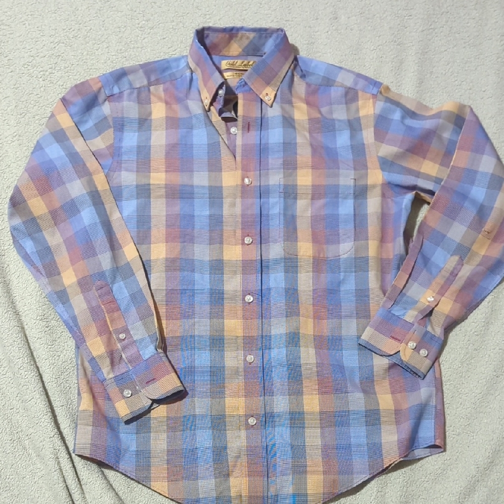 Roundtree & Yorke Gold Label Plaid Shirt Non Iron Size S See Description